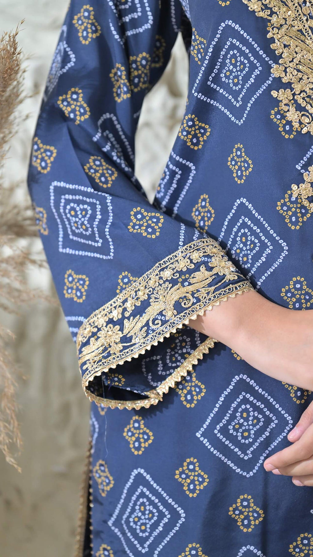 Blue Bandhej Embroidered Co-ord