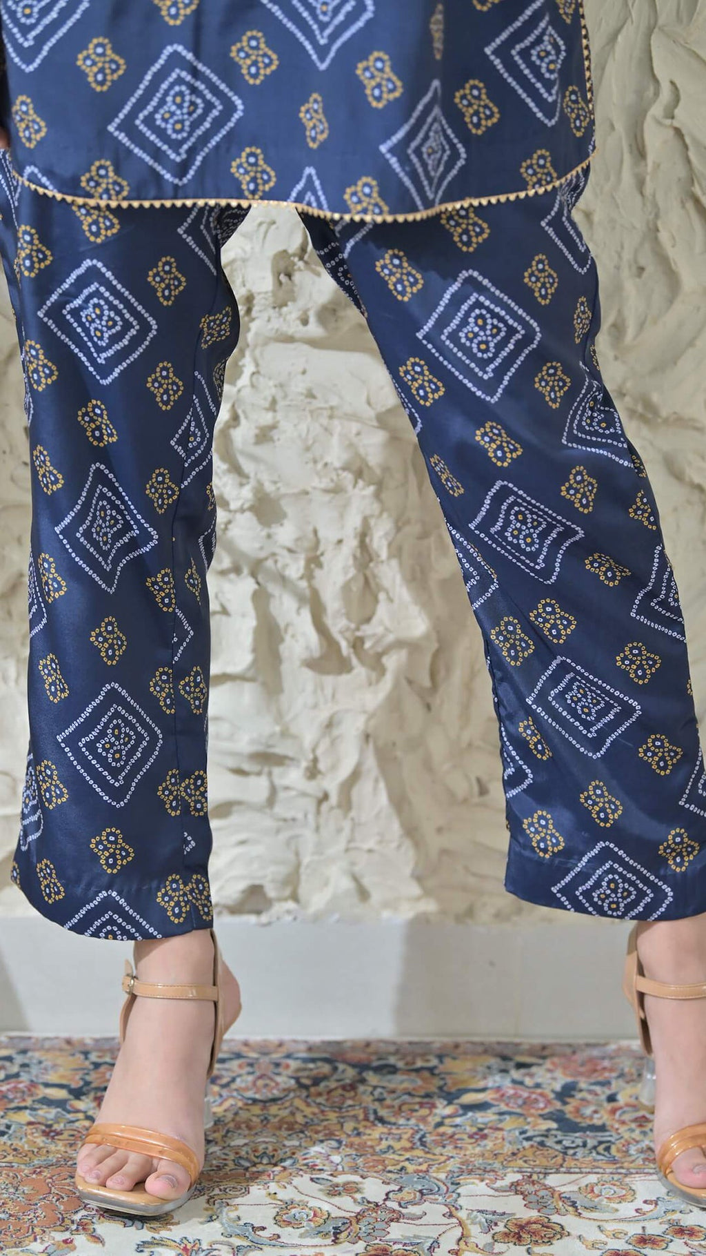 Blue Bandhej Embroidered Co-ord