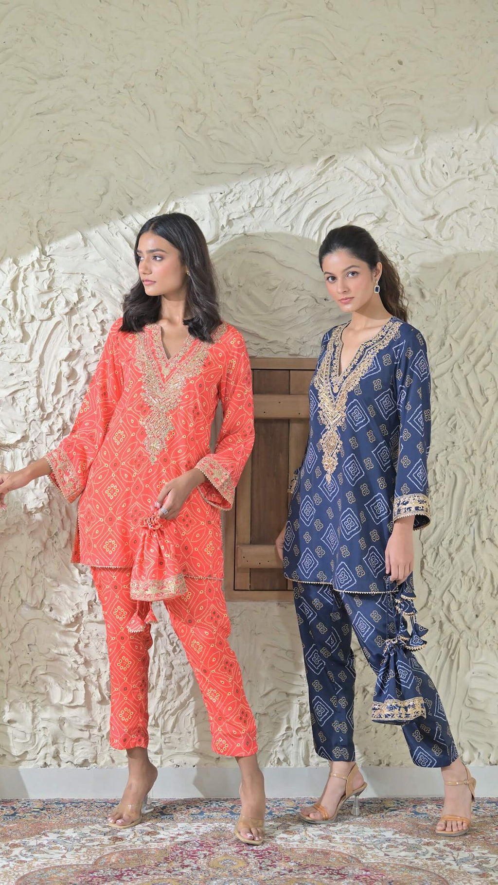 Blue Bandhej Embroidered Co-ord