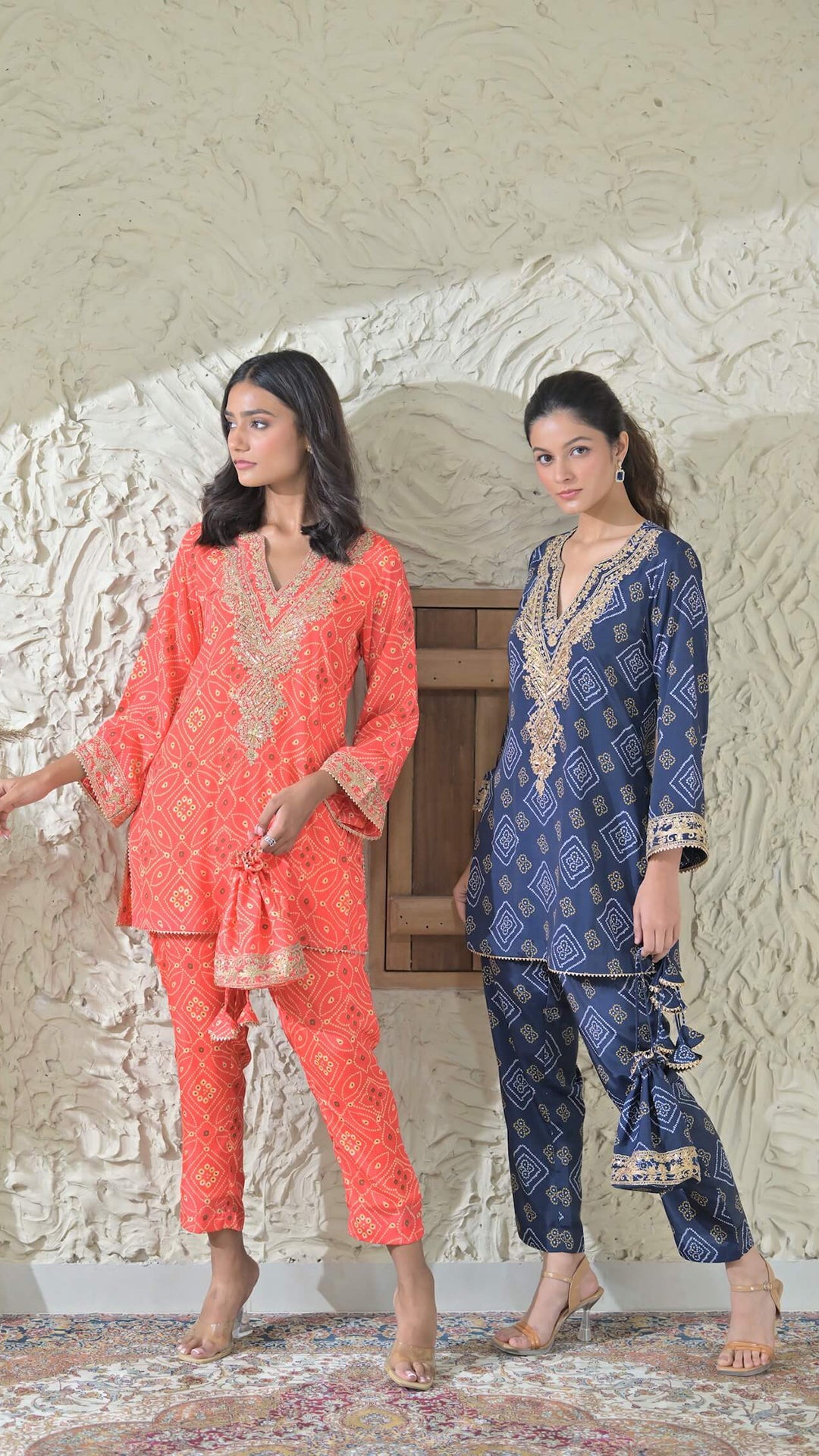 Blue Bandhej Embroidered Co-ord