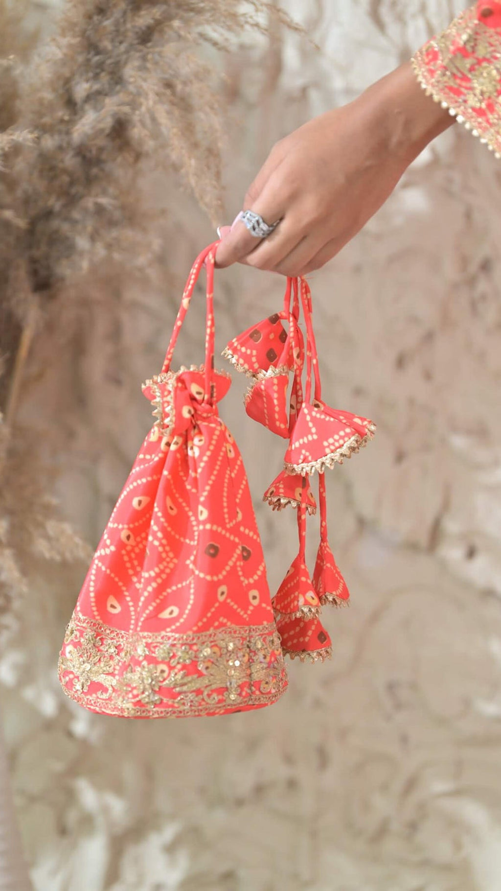 Orange Bandhej Embroidered Co-ord