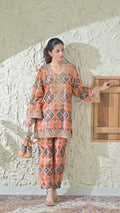 Beige Patola Embroidered Phiran Co-ord