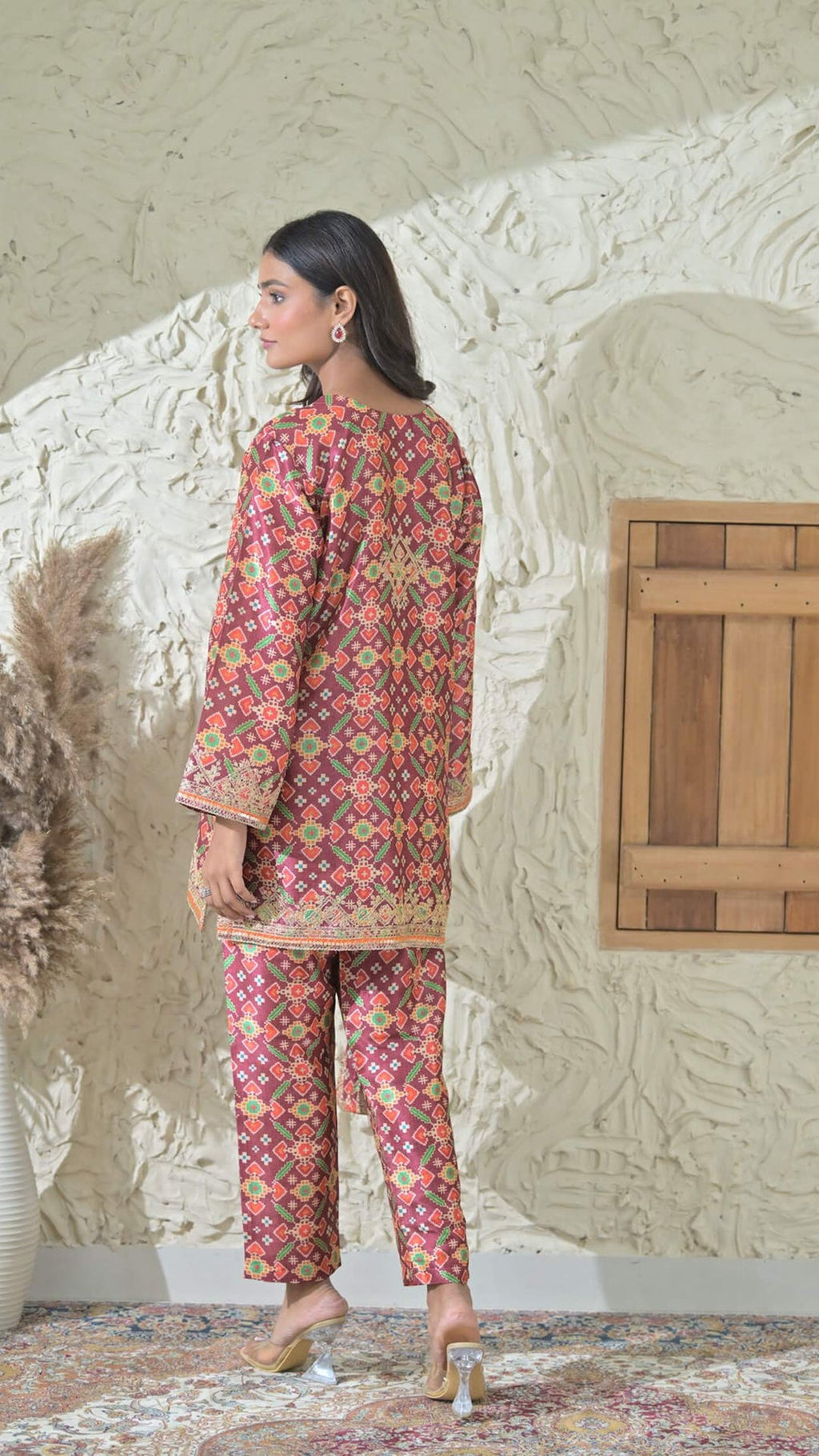 Maroon Patola Embroidered Phiran Co-ord