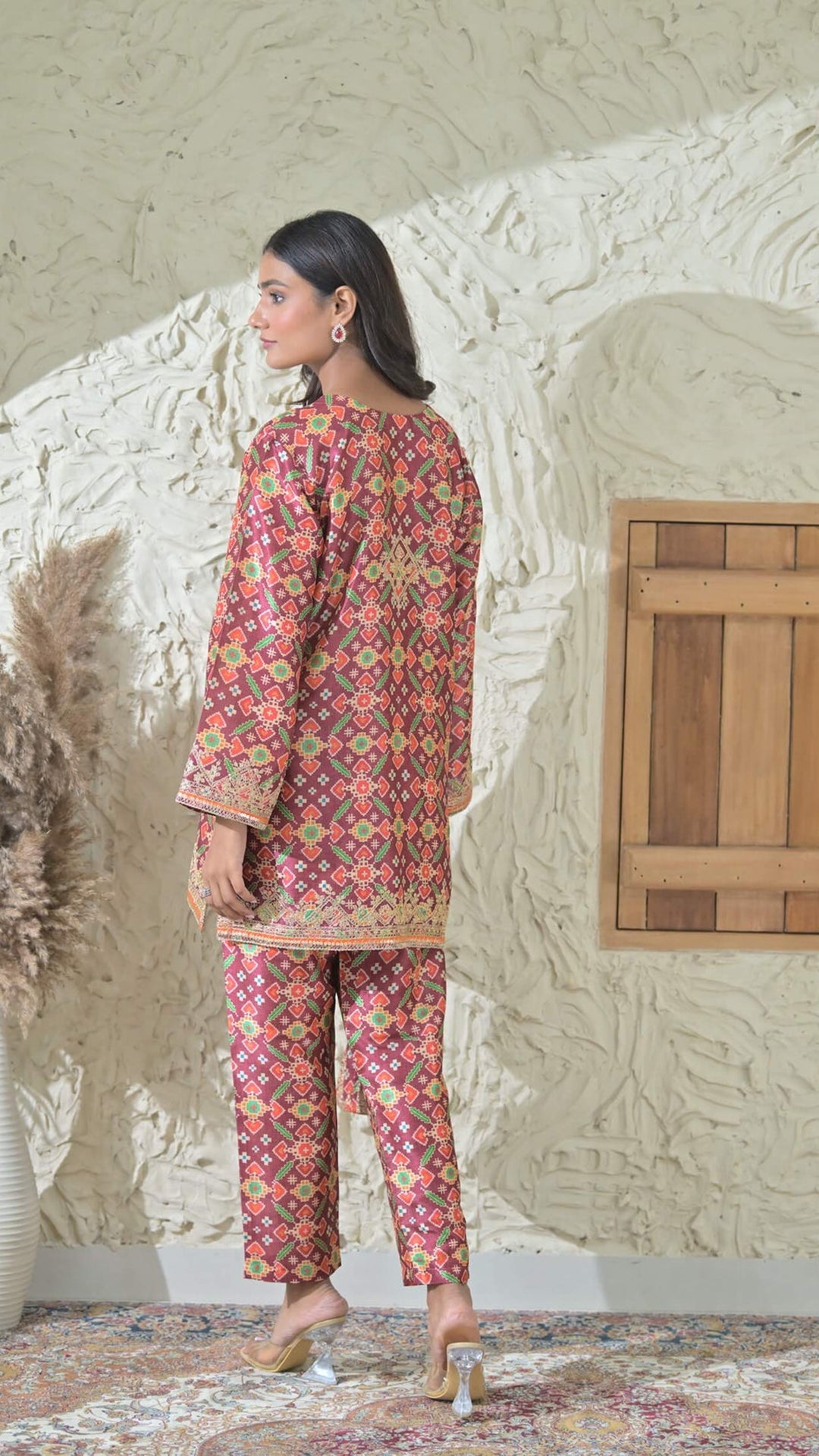 Maroon Patola Embroidered Phiran Co-ord