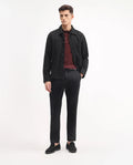 Rare Rabbit Men's Ebert Black Cotton Plain Regular Fit Trouser