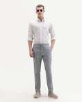 Rare Rabbit Men's Elms Grey Cotton Striped Print Regular Fit Trouser