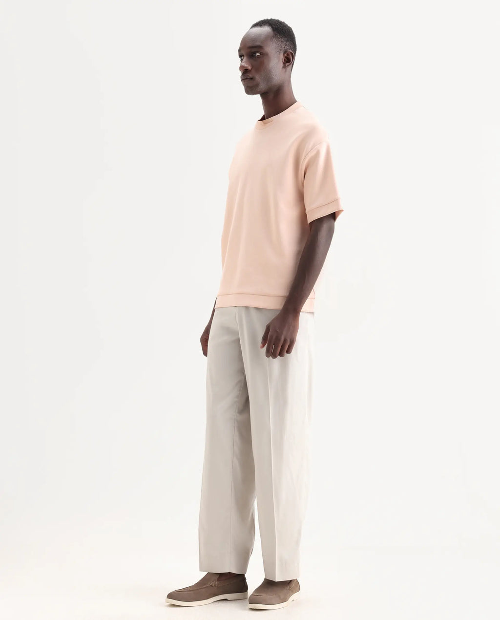 Rare Rabbit Men's Essot Grey Excel Blend Plain Baggy Fit Trouser