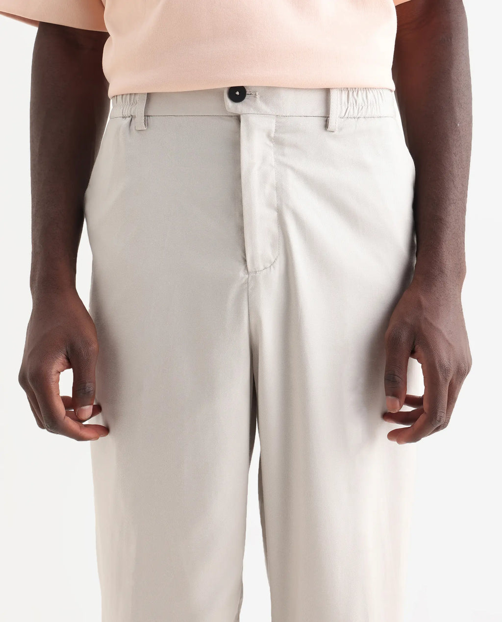 Rare Rabbit Men's Essot Grey Excel Blend Plain Baggy Fit Trouser