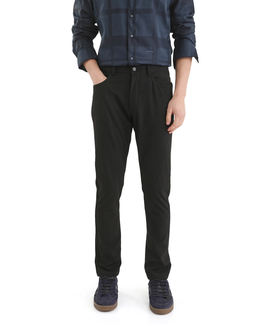 Rare Rabbit Men's Polyester Blend Plain Regular Fit Trouser