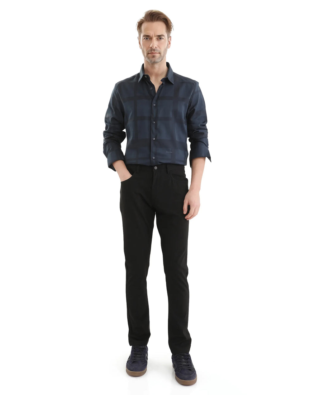 Rare Rabbit Men's Polyester Blend Plain Regular Fit Trouser