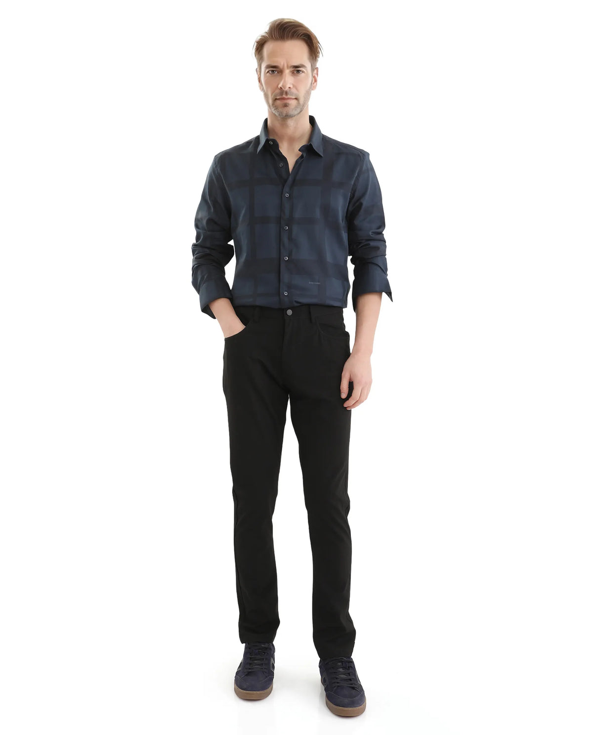 Rare Rabbit Men's Polyester Blend Plain Regular Fit Trouser