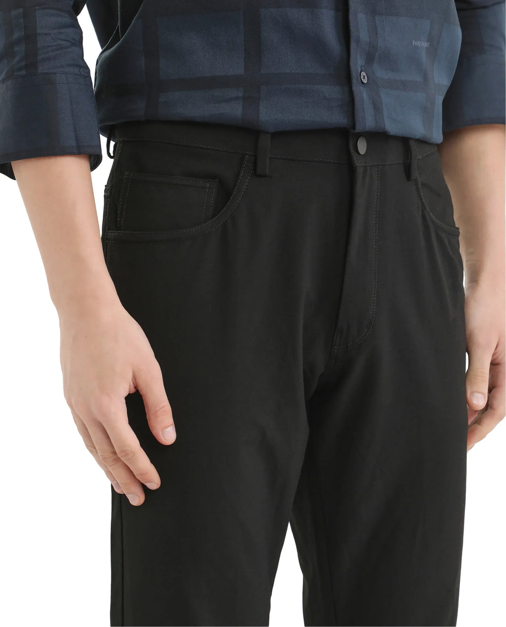 Rare Rabbit Men's Polyester Blend Plain Regular Fit Trouser