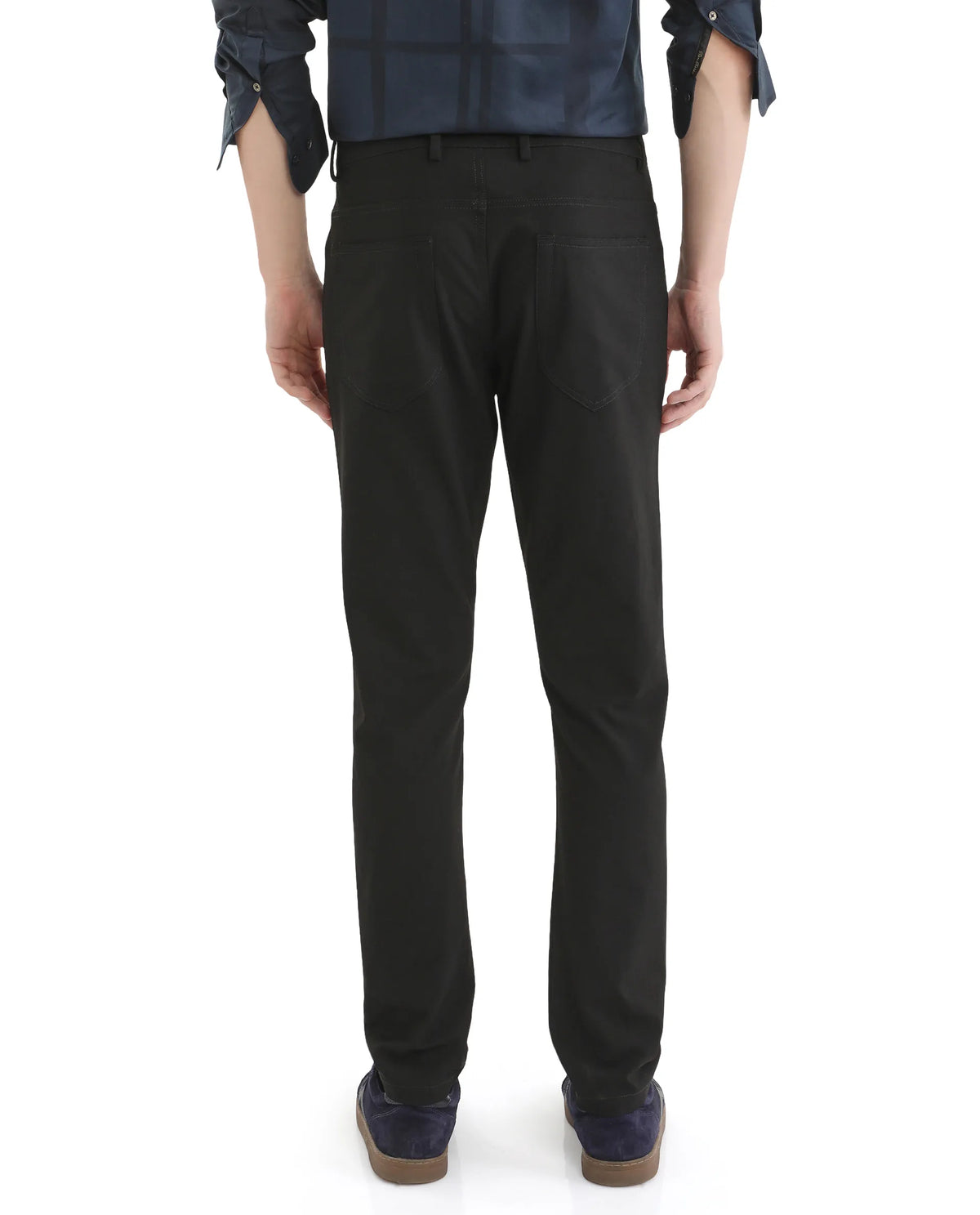 Rare Rabbit Men's Polyester Blend Plain Regular Fit Trouser