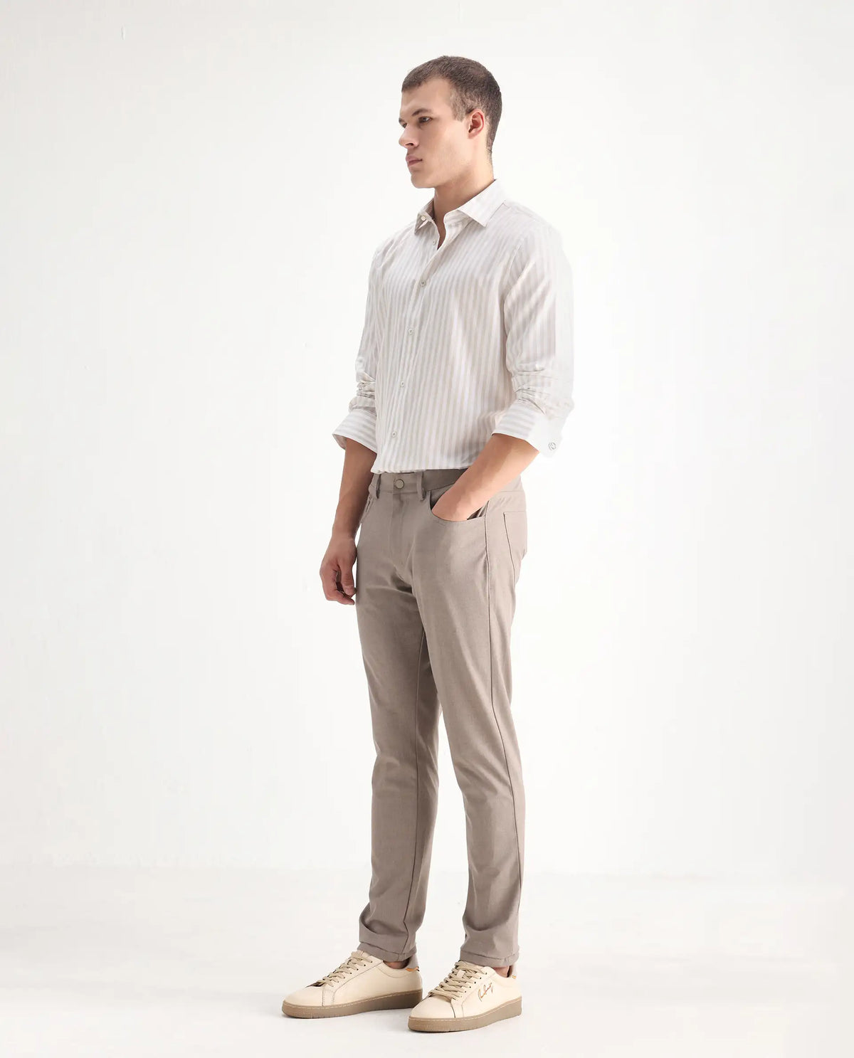 Rare Rabbit Men's Polyester Blend Plain Regular Fit Trouser
