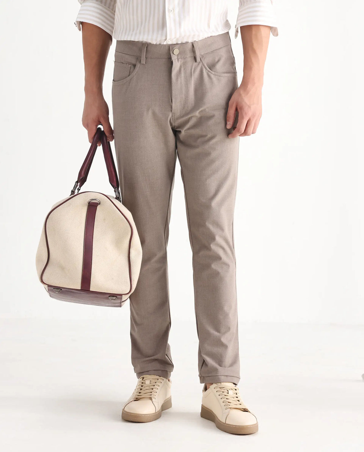 Rare Rabbit Men's Polyester Blend Plain Regular Fit Trouser