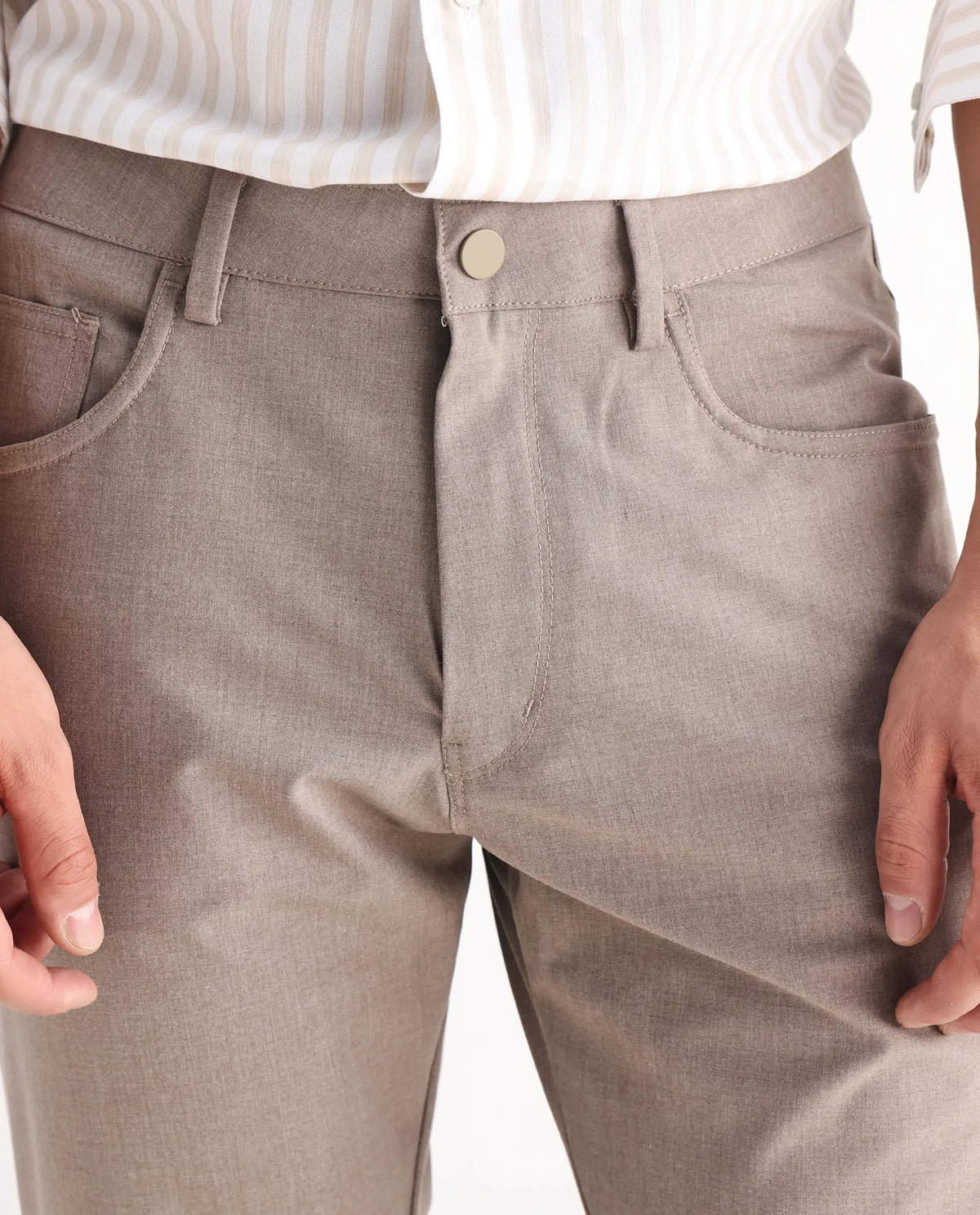 Rare Rabbit Men's Polyester Blend Plain Regular Fit Trouser