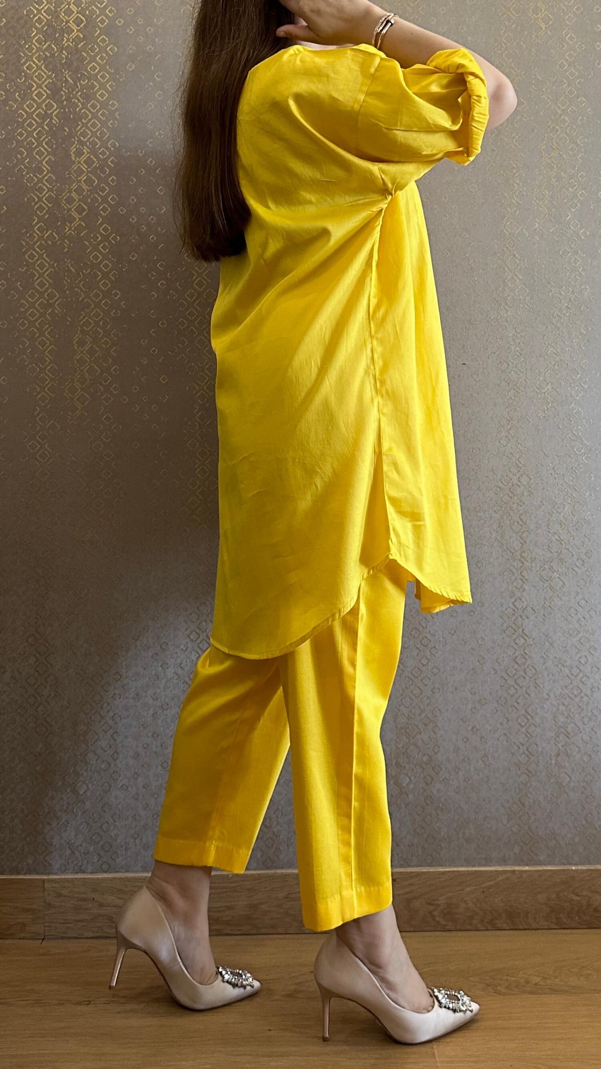 Lemony Yellow Hand Embroidered Angel Co-ord set