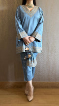 Sky Blue Embroidered Kashmiri Co-ord Set