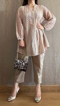 Coffee Cotton Cutwork Co-ord Set