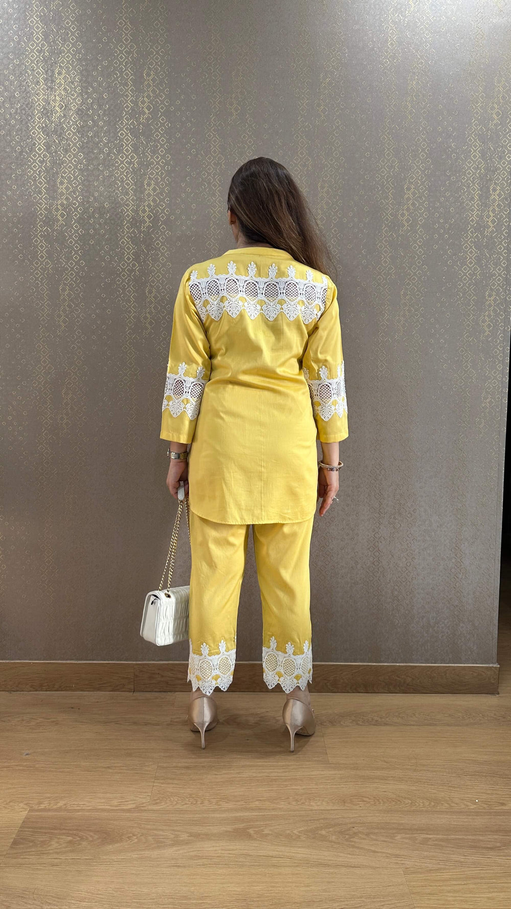 Lemon French Lace Cotton Co-ord Set