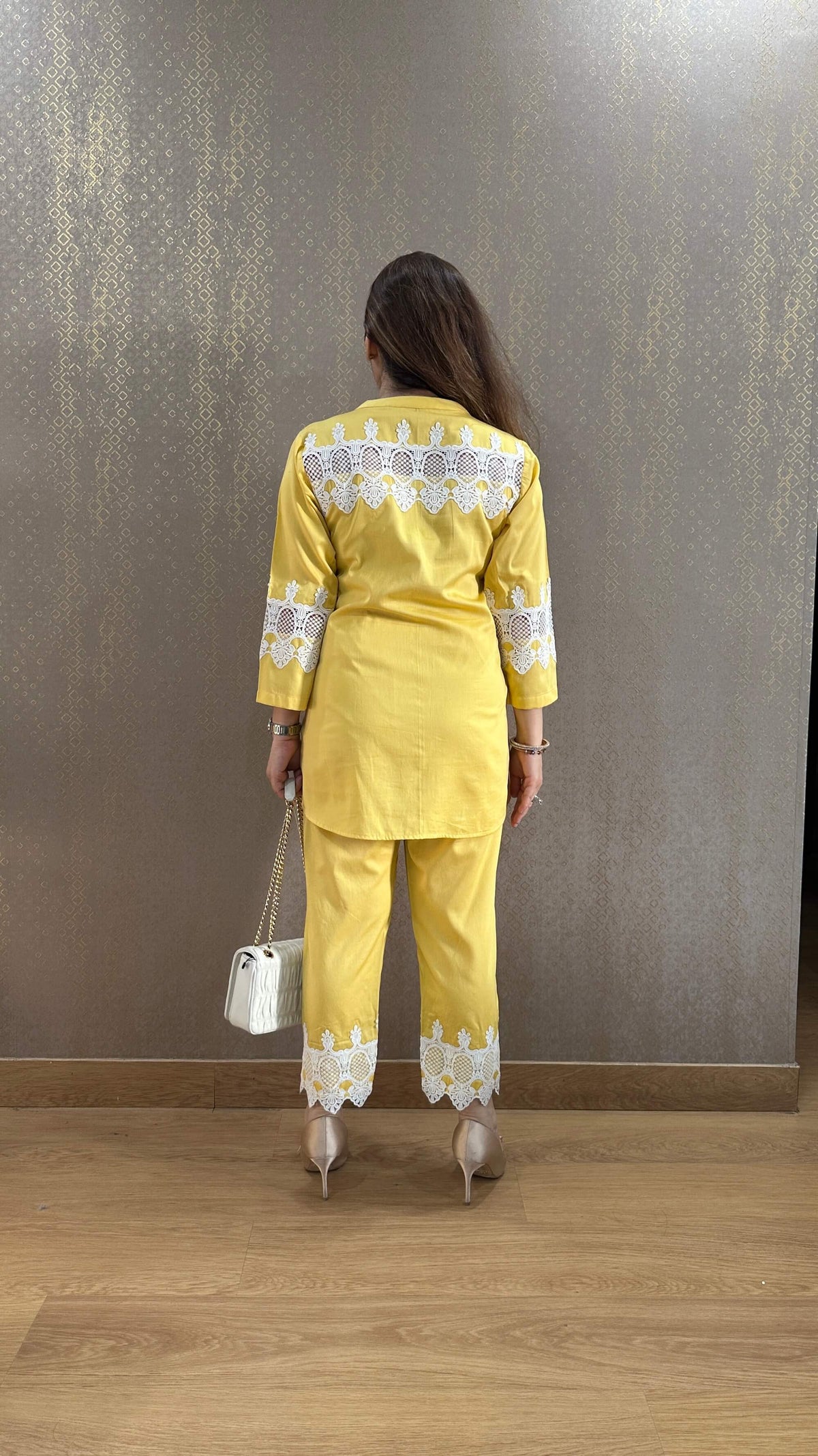 Lemon French Lace Cotton Co-ord Set