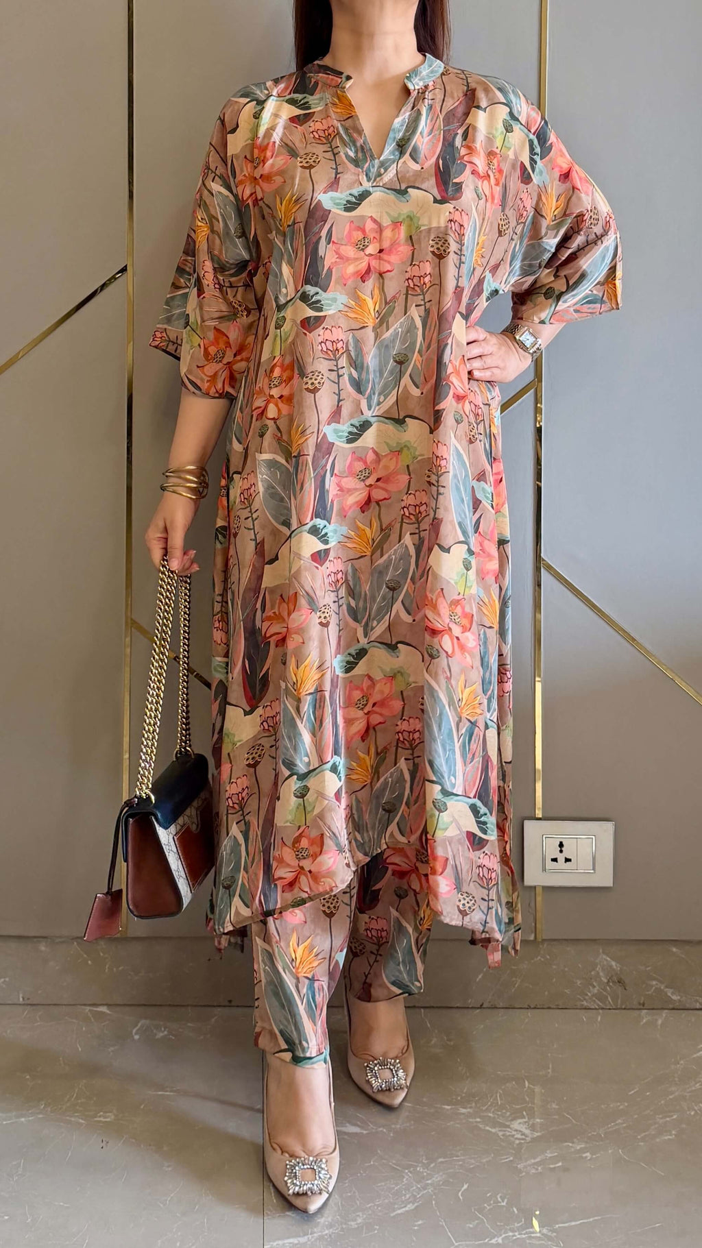 Tan Malaga High Low Crepe Co-ord