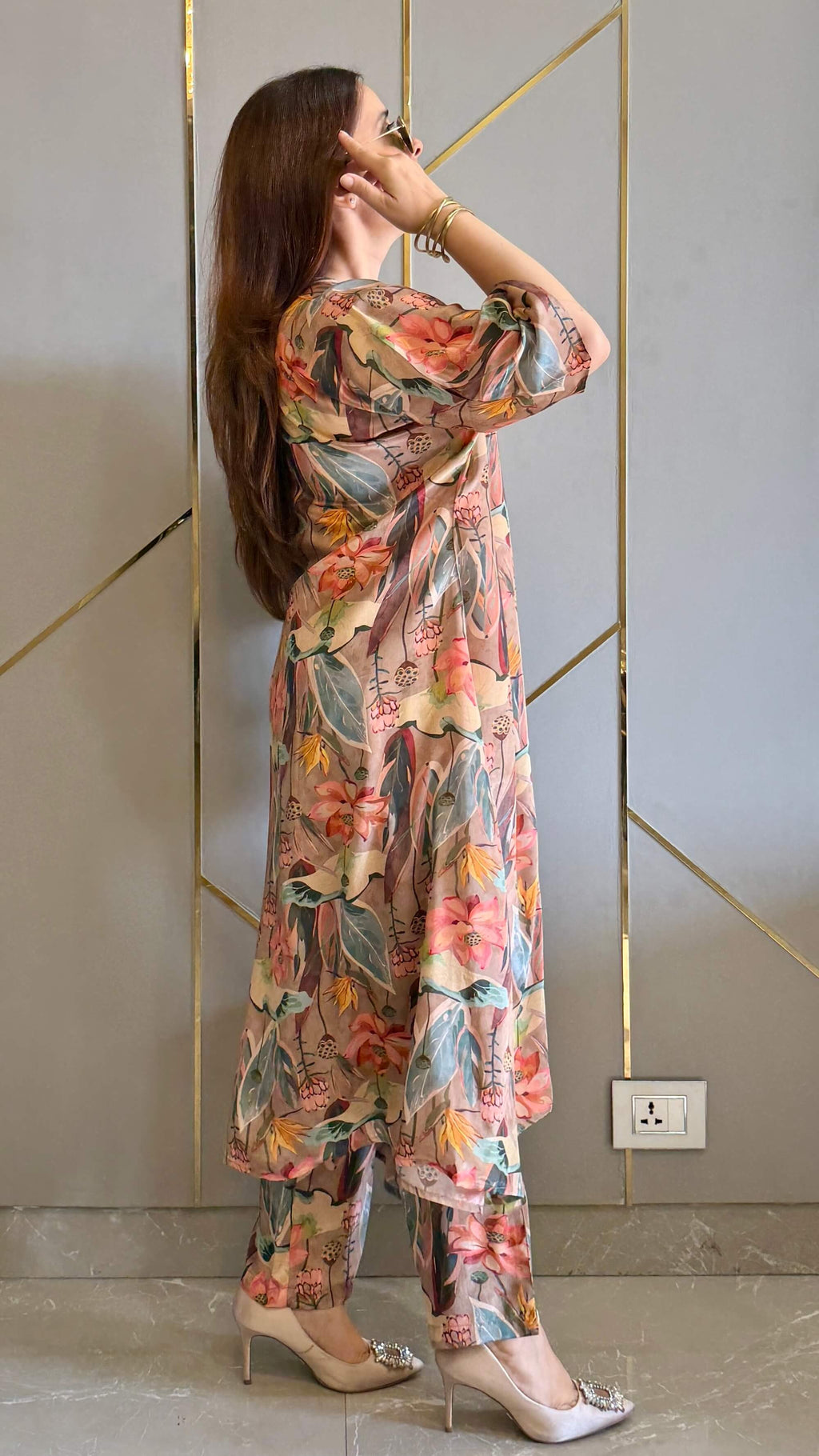 Tan Malaga High Low Crepe Co-ord