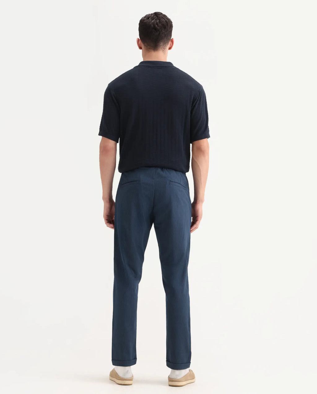 Rare Rabbit Men's Glew Dark Teal Polyester Blend Plain Regular Fit Trouser