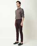 Rare Rabbit Men's Edit Maroon Polyester Plain Slim Fit Trouser