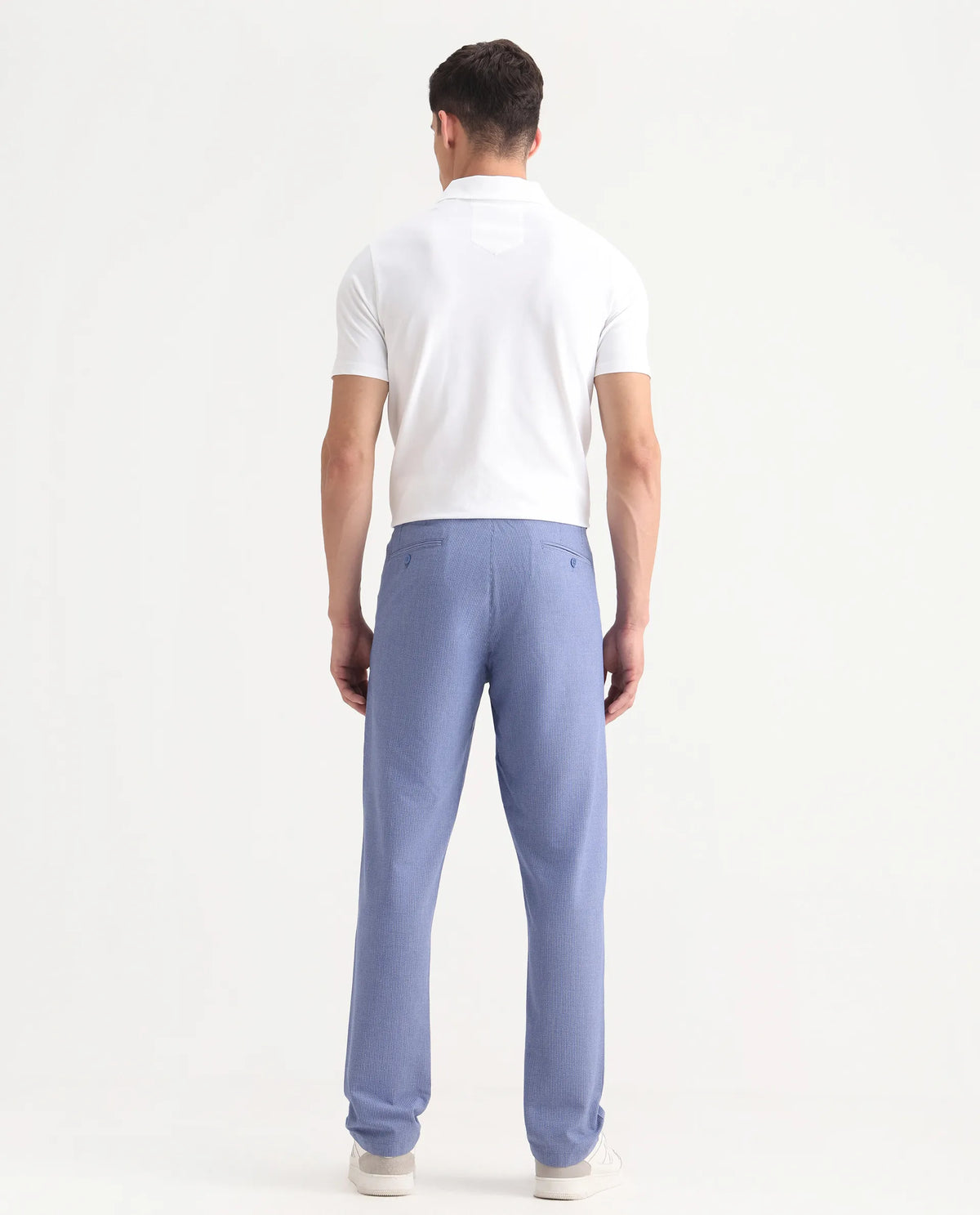 Rare Rabbit Men's Horon Blue Polyester Blend Plain Baggy Fit Trouser