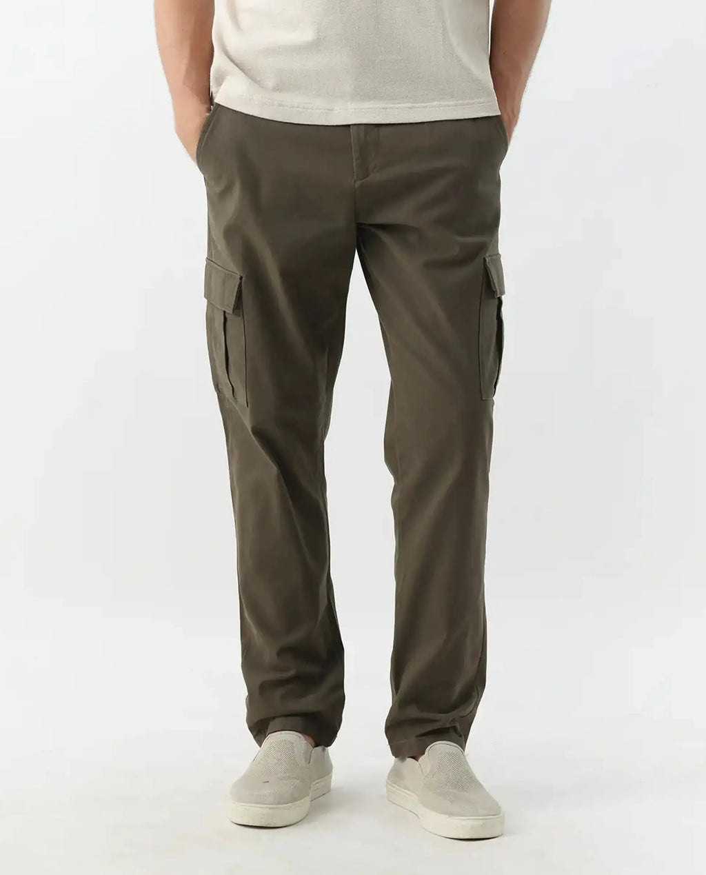 Rare Rabbit Men's Apex Olive Linen Blend Plain Regular Fit Trouser