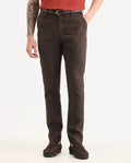 Rare Rabbit Men's Arcelo-Ss26 Dark Brown 100% Linen Fabric Regular Fit Plain Trouser