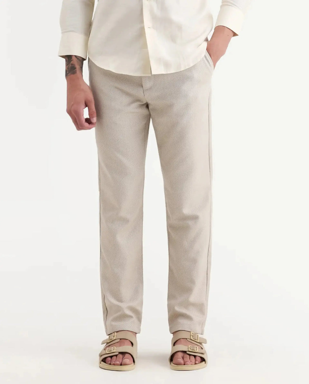 Rare Rabbit Men's Polyester Blend Plain Regular Fit Trouser