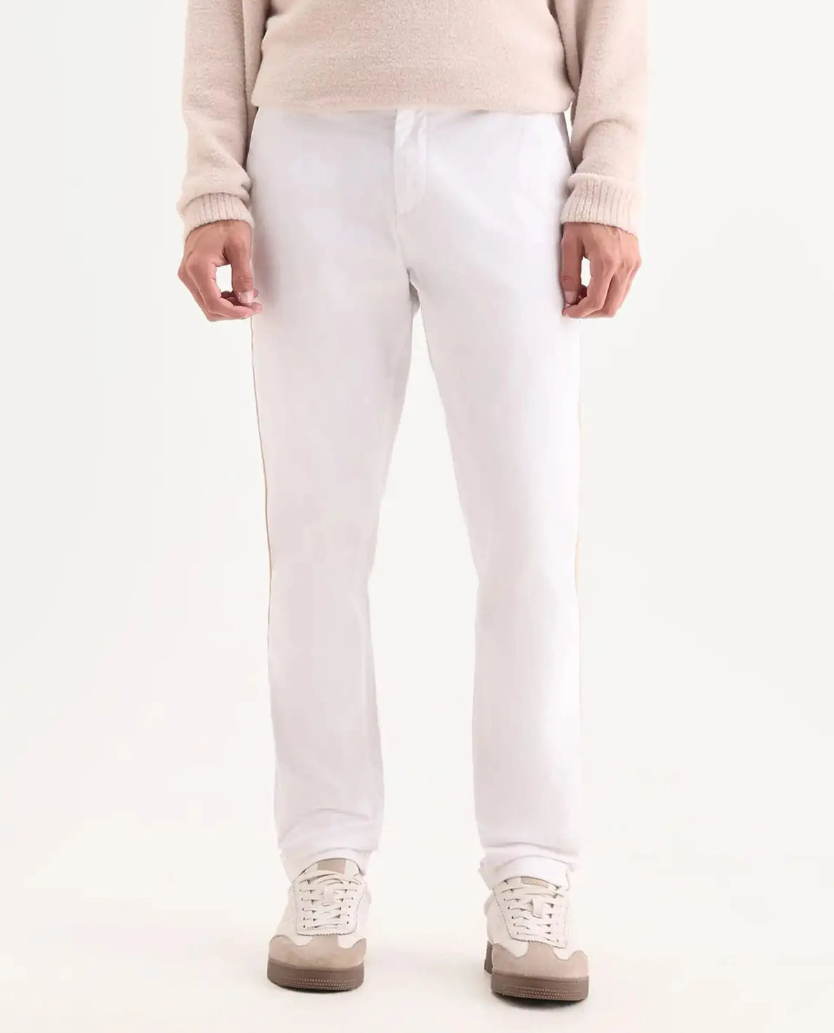 Rare Rabbit Men's Caloon White Linen Blend Plain Regular Fit Trouser