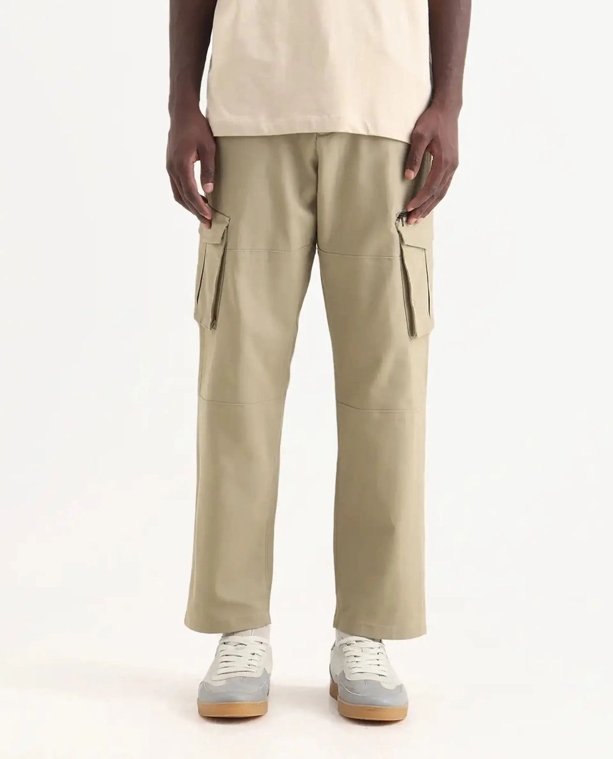 Rare Rabbit Men's Dima Light Olive Cotton Plain Regular Fit Trouser