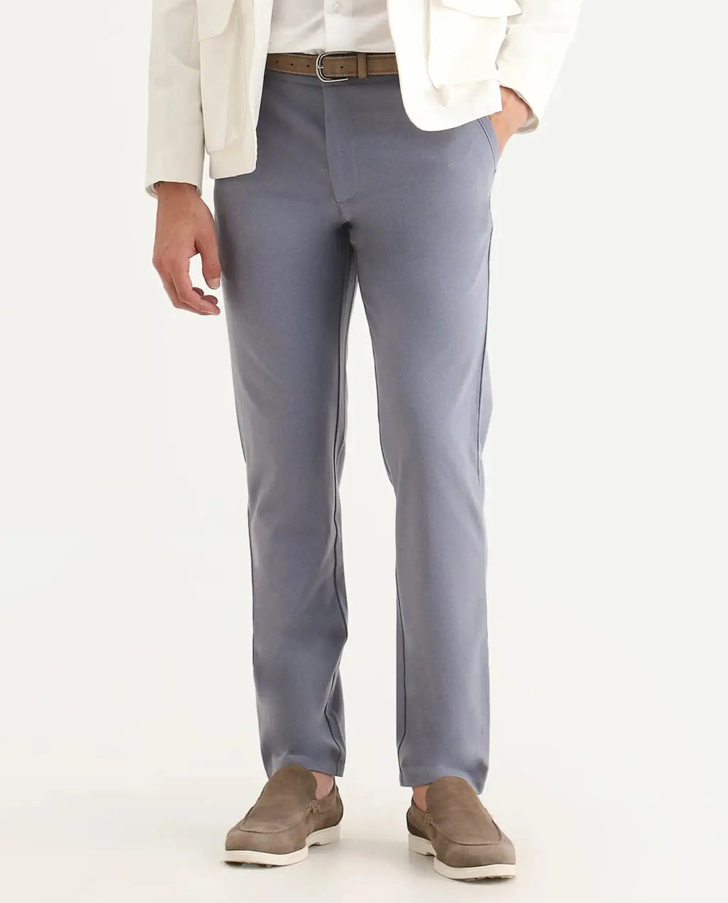 Rare Rabbit Men's Driver-Ss26 Dusky Purple Polyester Blend Fabric Regular Fit Plain Trouser