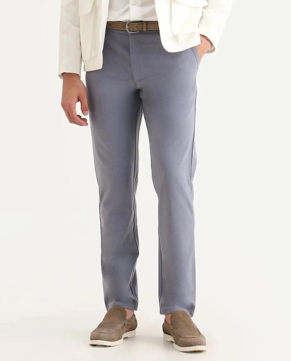 Rare Rabbit Men's Driver-Ss26 Dusky Purple Polyester Blend Fabric Regular Fit Plain Trouser