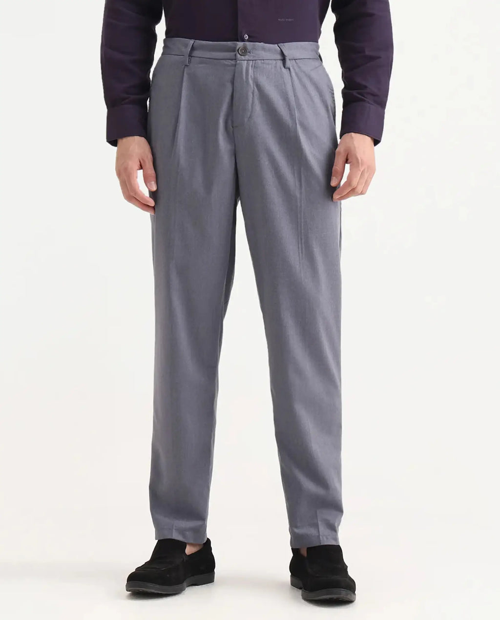 Rare Rabbit Men's Echo Light Purple Cotton Plain Regular Fit Trouser
