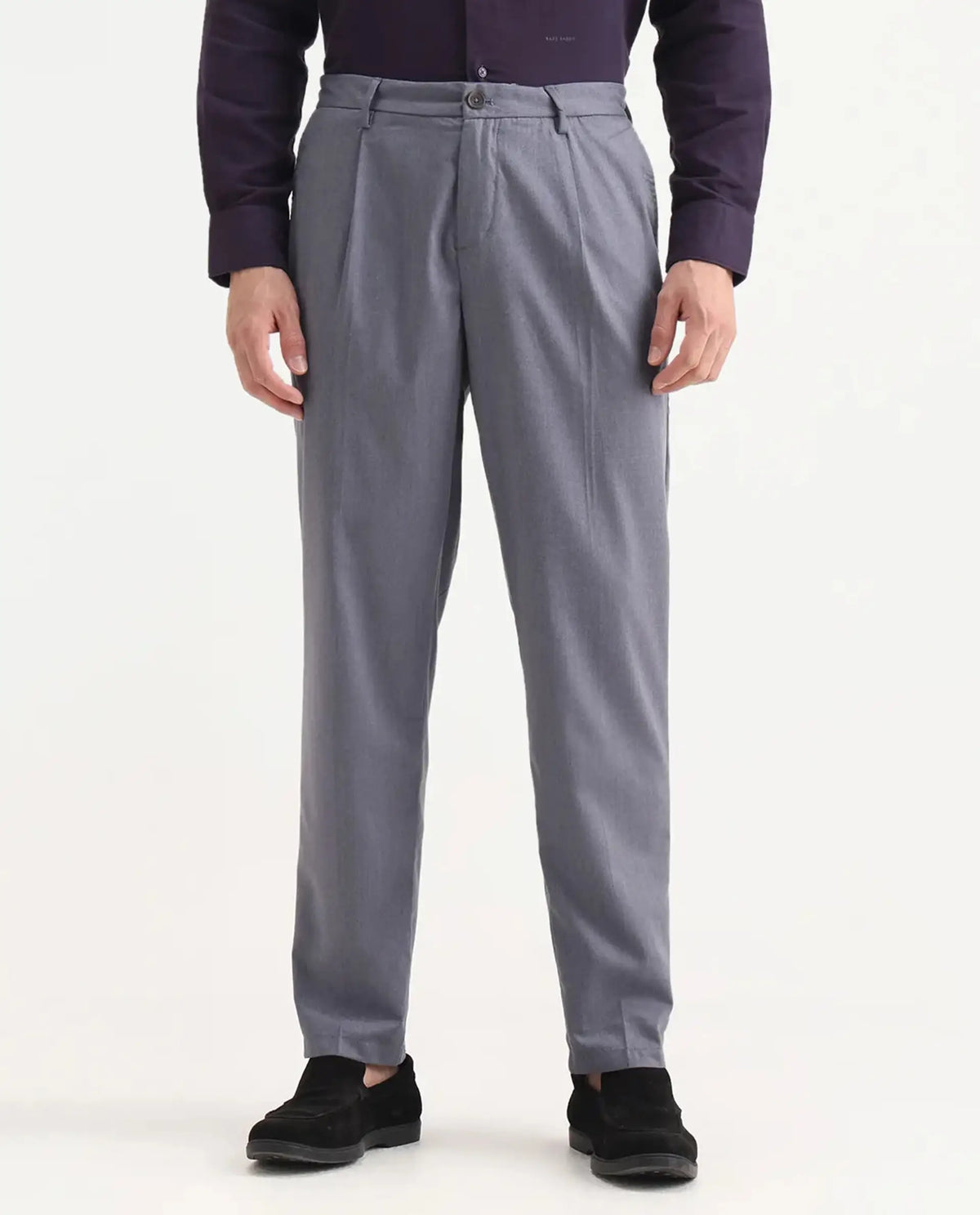 Rare Rabbit Men's Echo Light Purple Cotton Plain Regular Fit Trouser