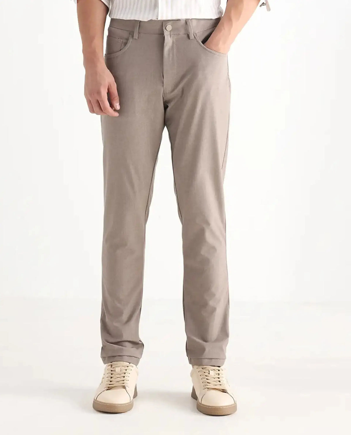 Rare Rabbit Men's Polyester Blend Plain Regular Fit Trouser