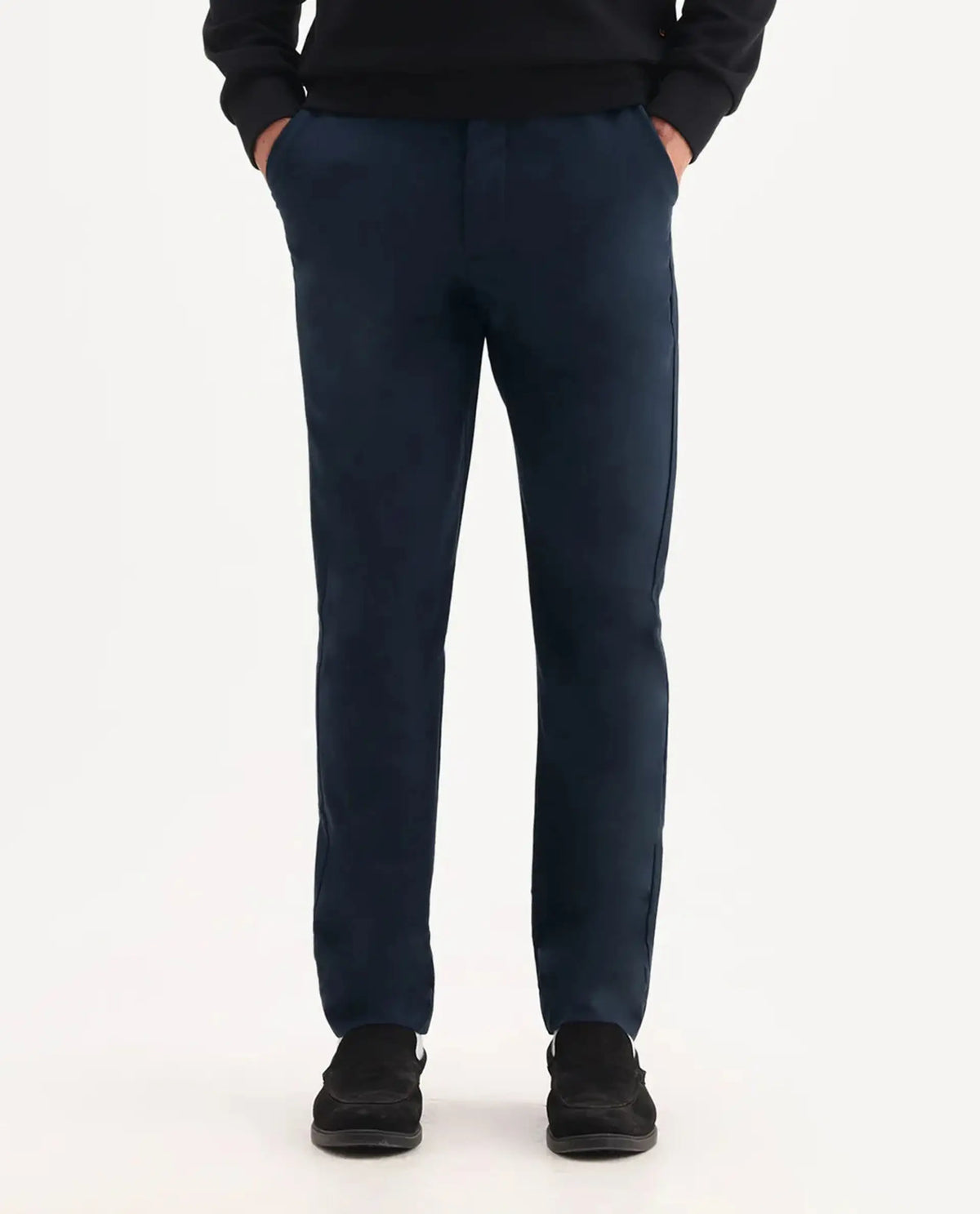 Rare Rabbit Men's Ital Navy Viscose Blend Plain Regular Fit Trouser