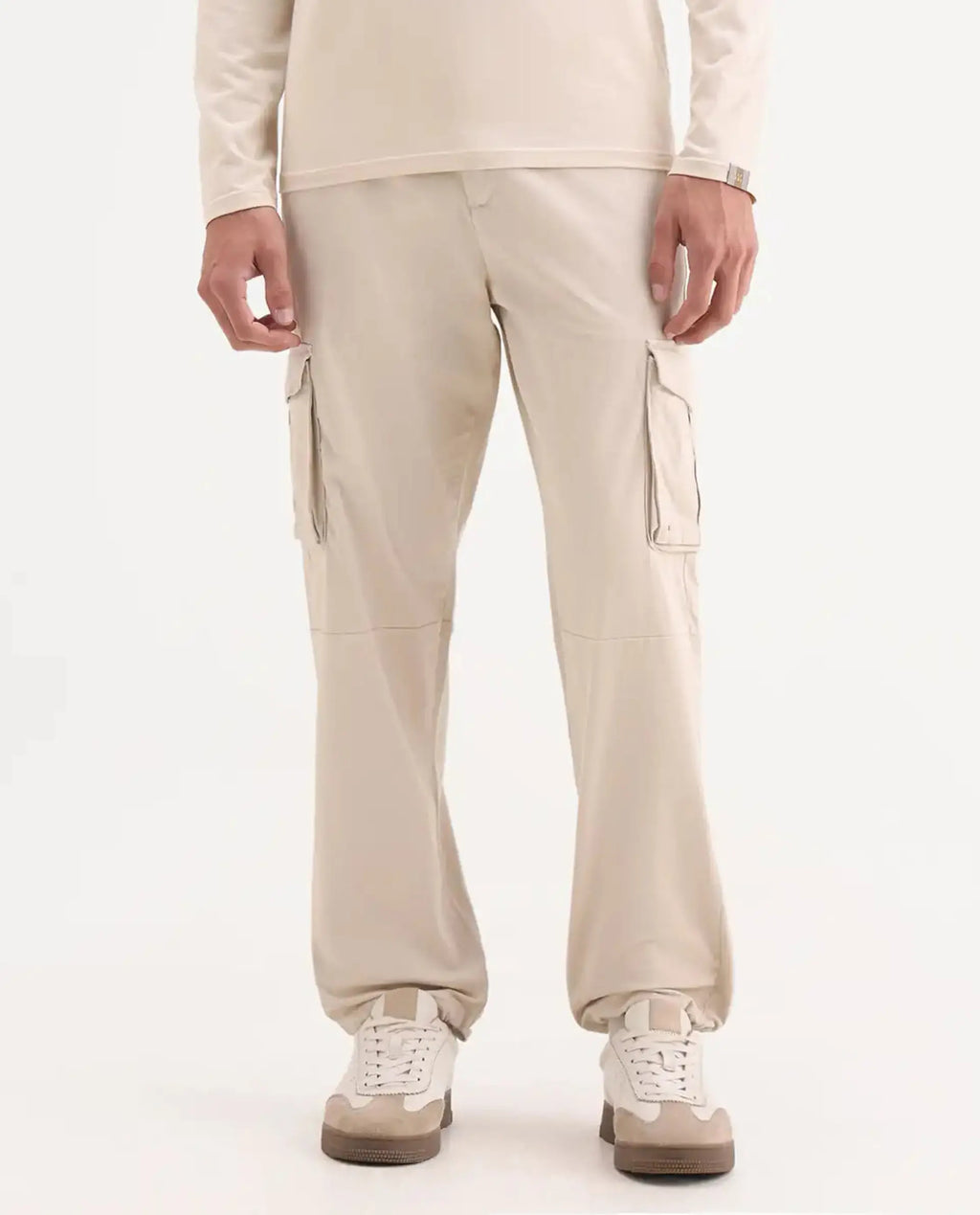 Rare Rabbit Men's Maks Off White Cotton Plain Regular Fit Trouser