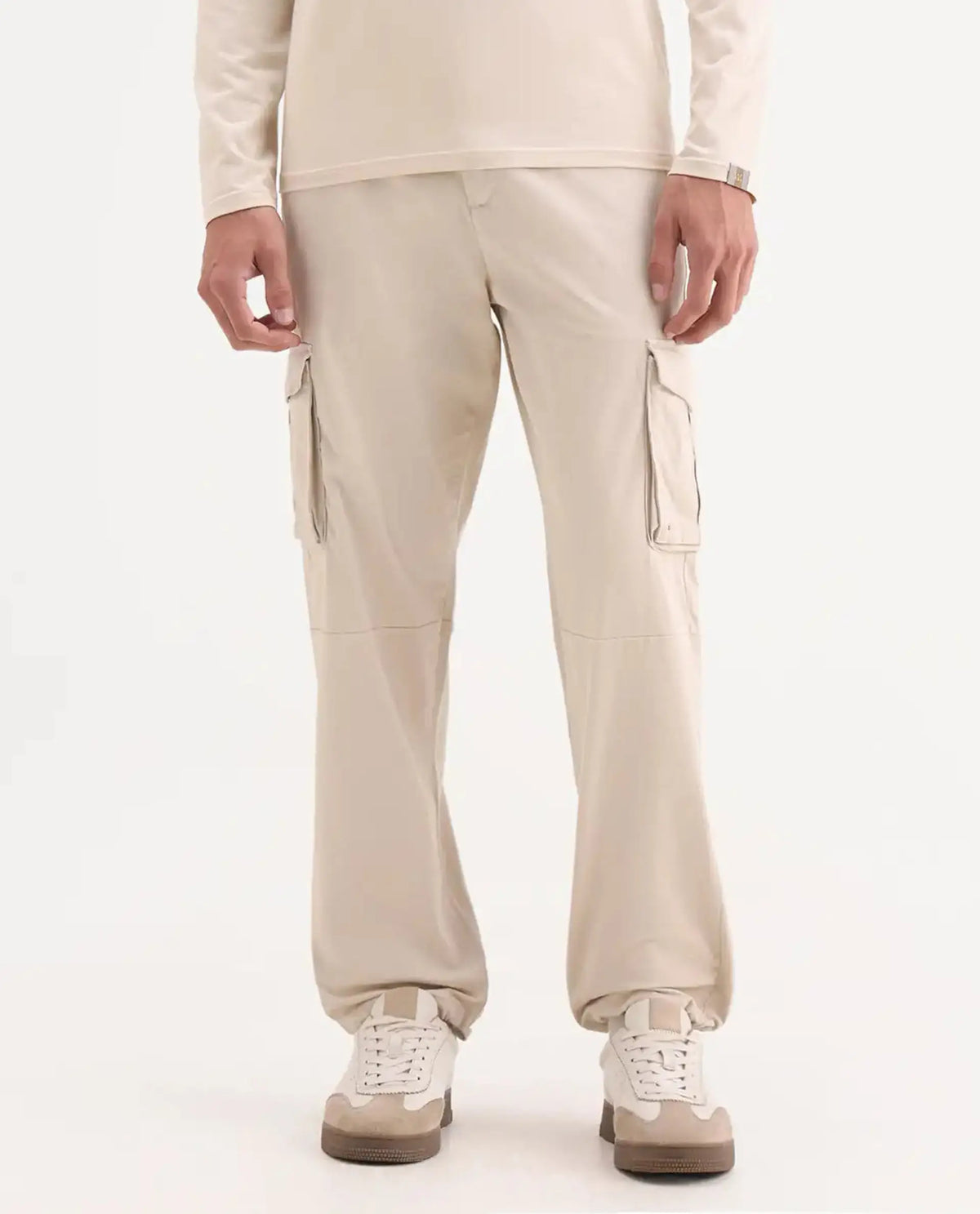 Rare Rabbit Men's Maks Off White Cotton Plain Regular Fit Trouser