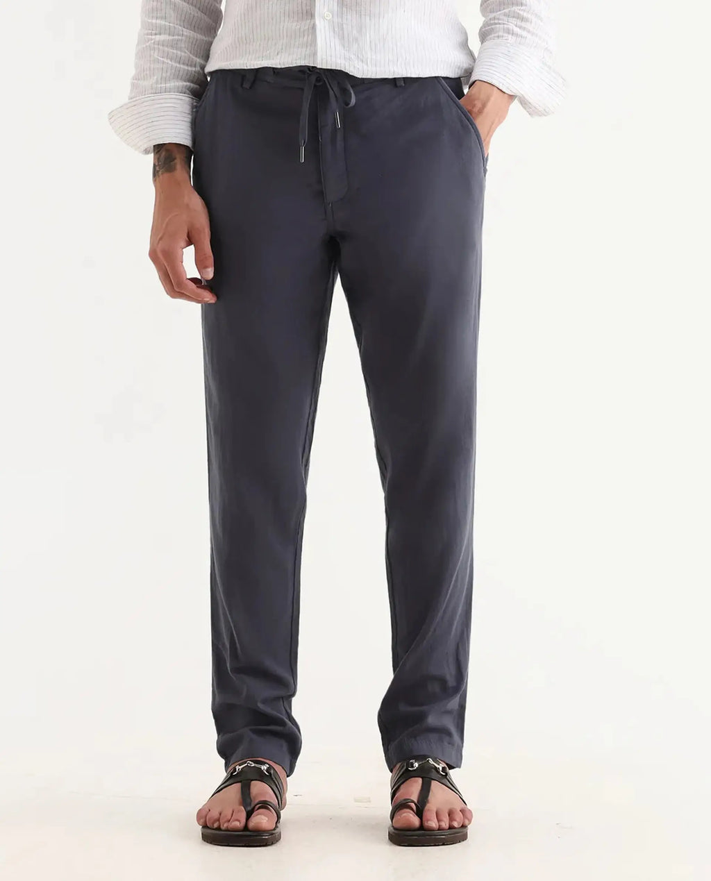 Rare Rabbit Men's Pastor-Aw25 Dusky Purple Cotton Plain Regular Fit Trouser