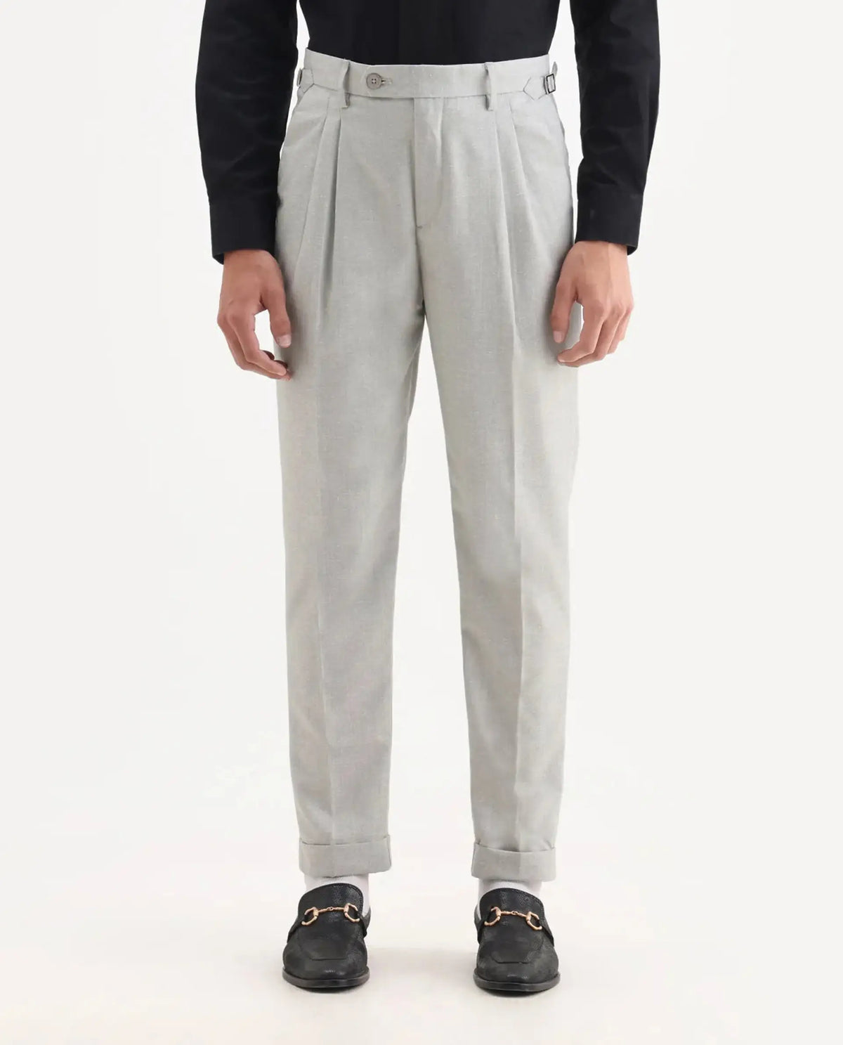 Rare Rabbit Men's Rhesa Grey Linen Blend Plain Relaxed Fit Trouser