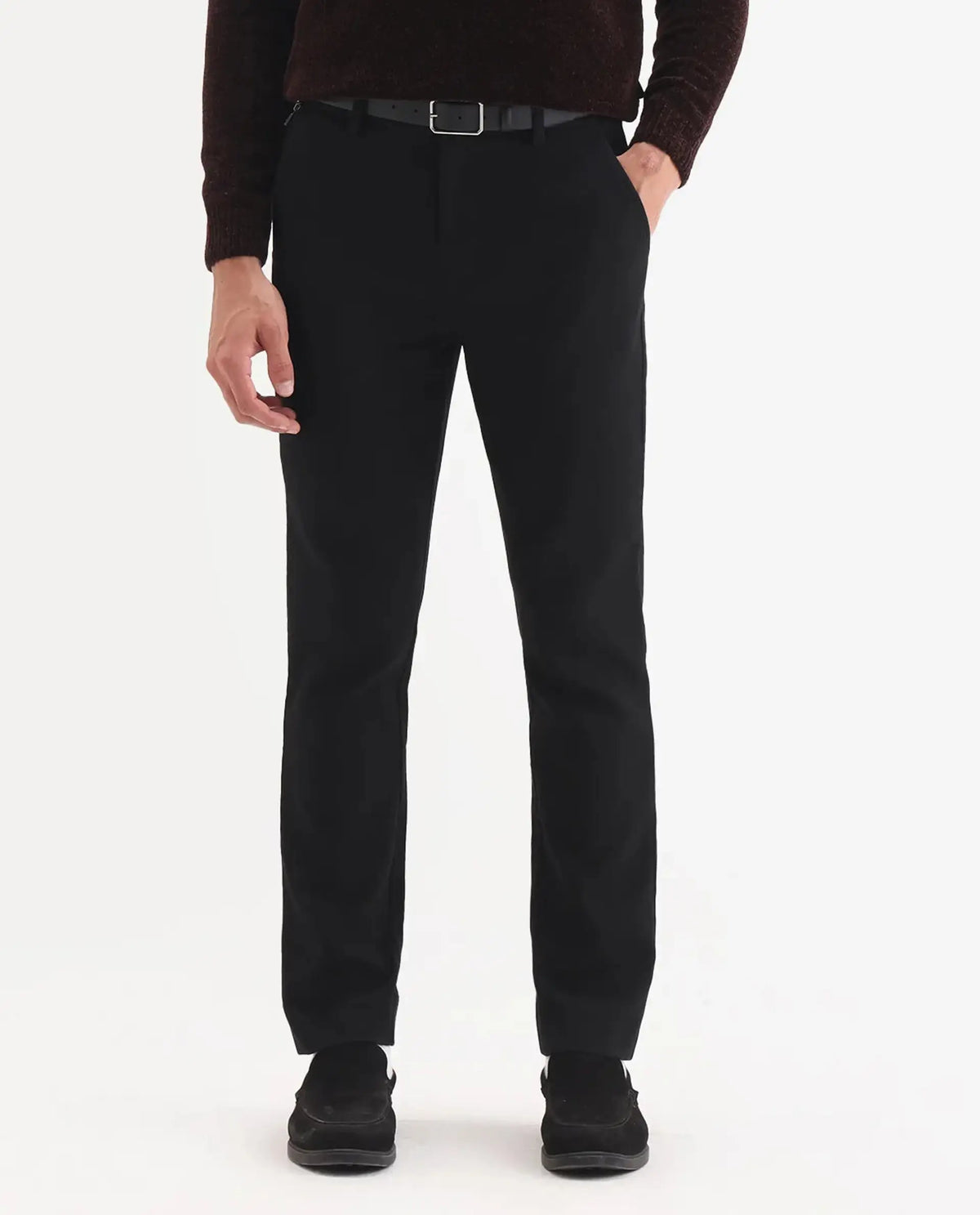 Rare Rabbit Men Tock Black Polyester Fabric Drawstring Closure Plain Trouser