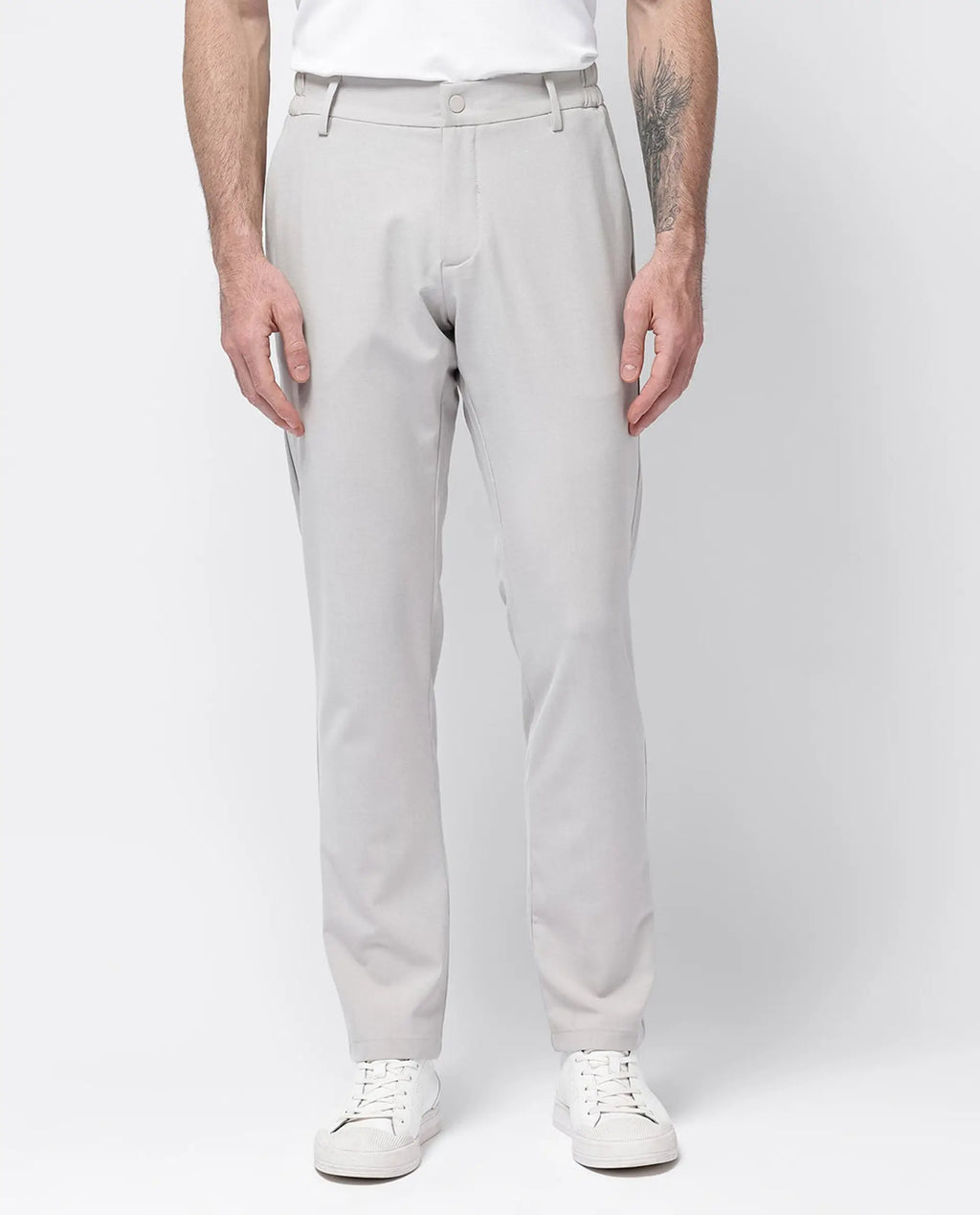 Rare Rabbit Men's Travel-24 Light Beige Poly Viscose Lycra Fabric Blend Solid Trousers