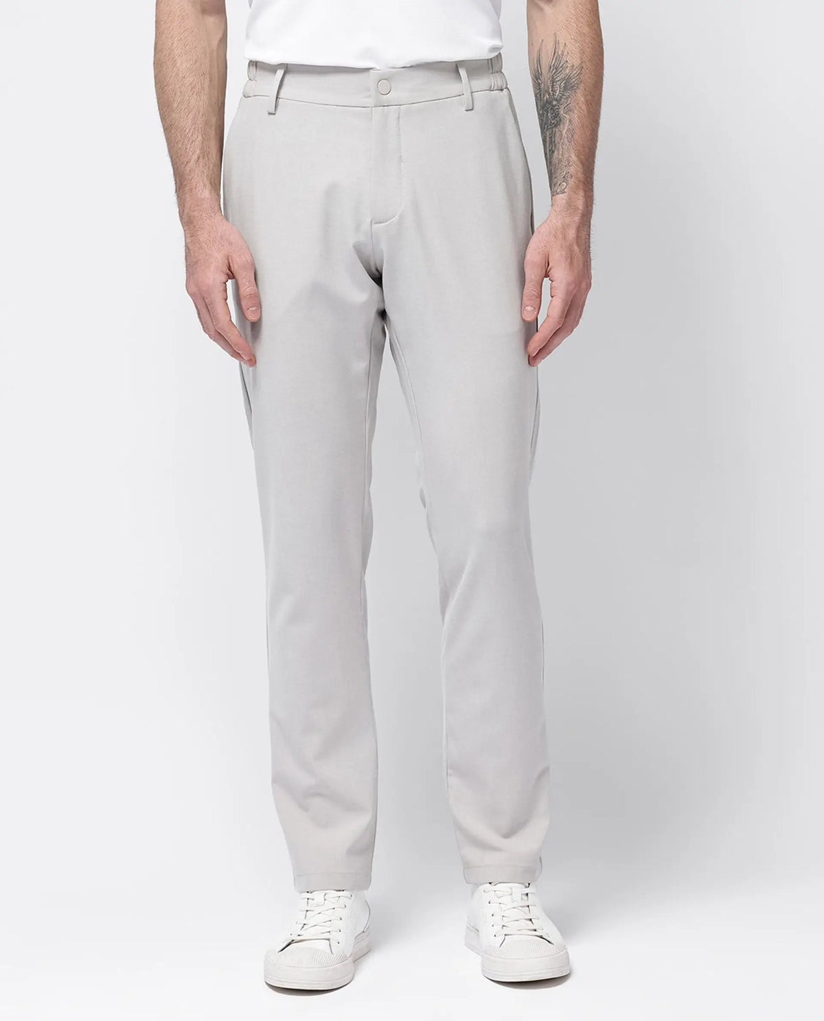 Rare Rabbit Men's Travel-24 Light Beige Poly Viscose Lycra Fabric Blend Solid Trousers