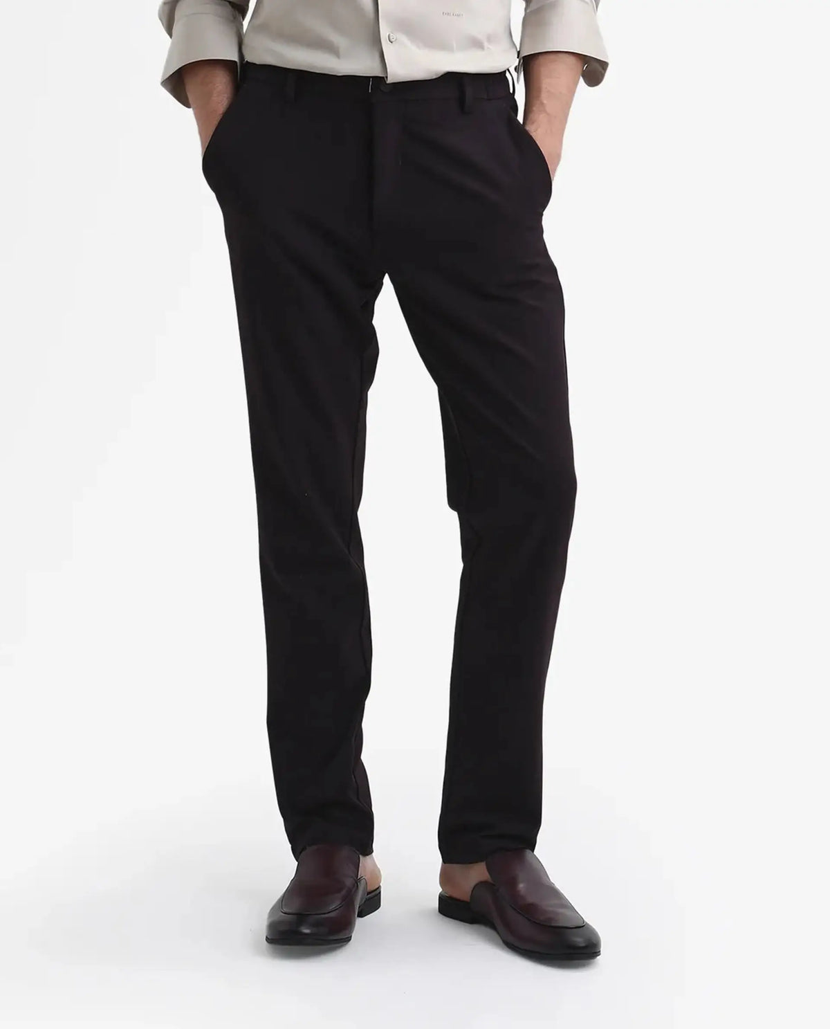 Rare Rabbit Men's Travel-Stk Maroon Polyester Blend Plain Regular Fit Trouser