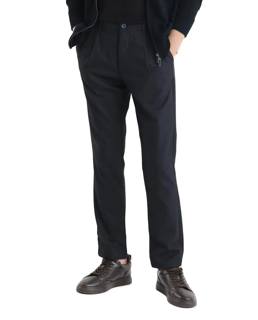 Rare Rabbit Men's Tula Navy Polyester Blend Plain Relaxed Fit Trouser